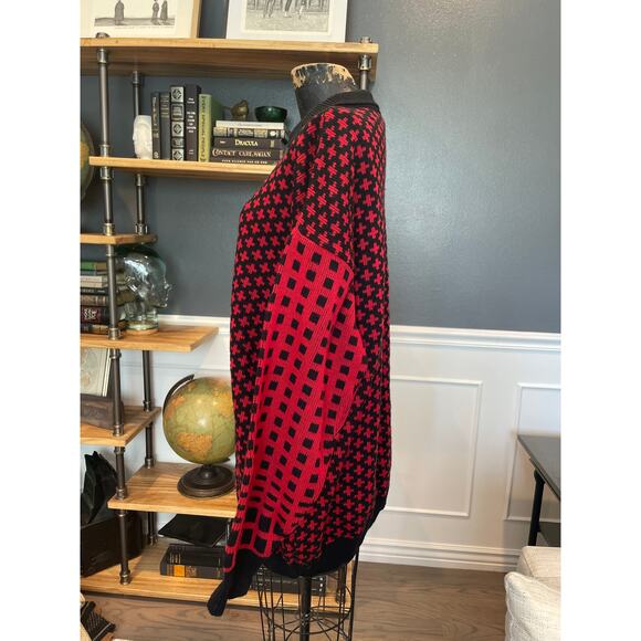 1990s Black-Red Sweater, Mervyn's, Size L, Acrylic, Jumper, ~ 220713-MEL 6 - Picture 2 of 9